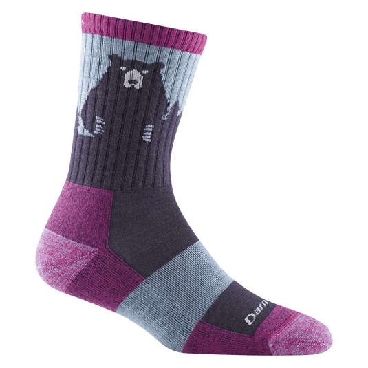 Purple / LRG Darn Tough Bear Town Micro Crew Lightweight Hiking Sock - Women's Darn Tough