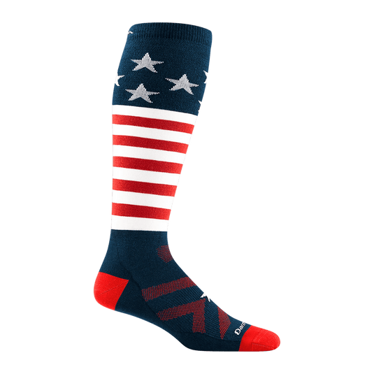 Stars & Stripes / MED Darn Tough Captain Stripe Light Weight Over-the-Calf Ski Socks - Men's Darn Tough