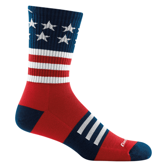 Stars & Stripes / MED Darn Tough Captain Stripe Micro Crew Hiking Sock - Men's Darn Tough