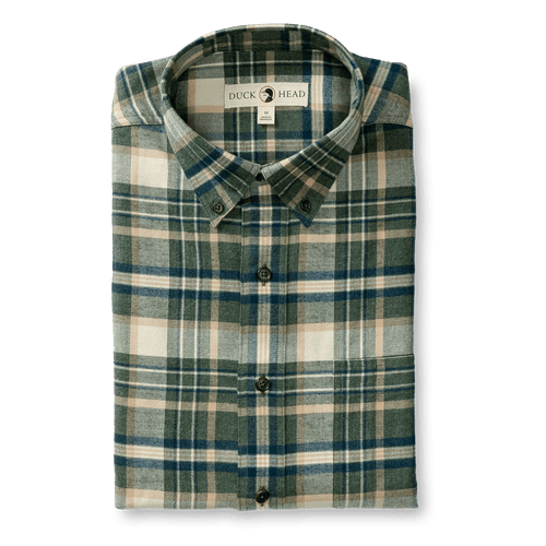 Pine Green Heather / SM Duck Head Cotton Flannel Sport Shirt Stoker Plaid - Men's Duck Head Cotton Flannel Sport Shirt Stoker Plaid - Men's Duck Head