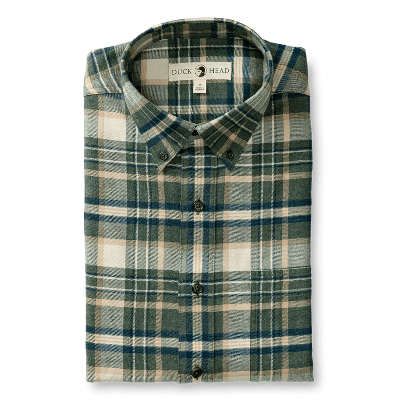 Load image into Gallery viewer, Pine Green Heather / SM Duck Head Cotton Flannel Sport Shirt Stoker Plaid - Men&#39;s Duck Head Cotton Flannel Sport Shirt Stoker Plaid - Men&#39;s Duck Head
