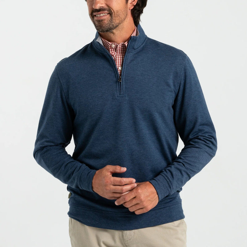 Load image into Gallery viewer, Royal Navy Heather / MED Duck Head Dunmore 1/4 Zip Pullover - Men&#39;s Duck Head
