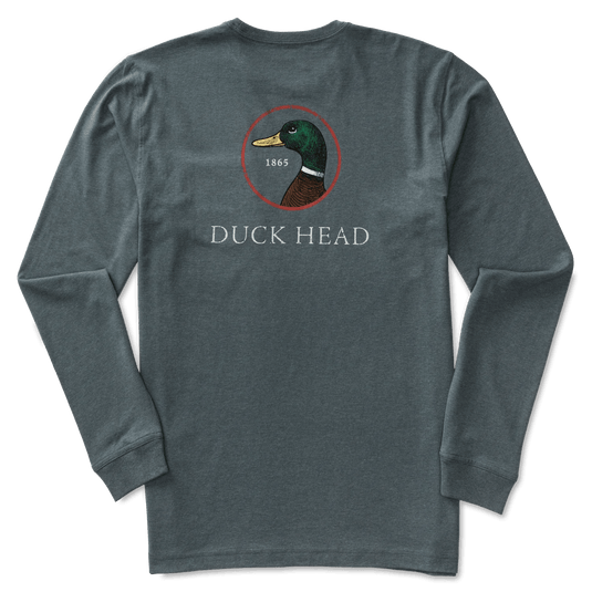 Stormy Blue Heather / SM Duck Head Logo Long Sleeve T-Shirt - Men's Duck Head