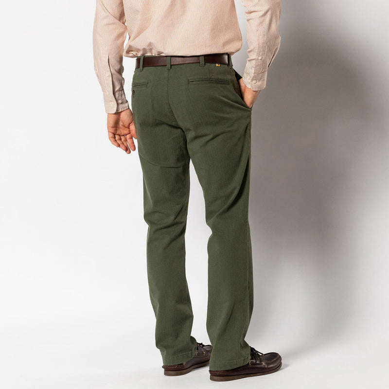 Load image into Gallery viewer, Duck Head Men&#39;s Wool Herringbone Gold School Chino in Duck Green Duck Head Men&#39;s Wool Herringbone Gold School Chino in Duck Green Duck Head
