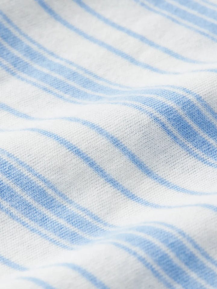 Load image into Gallery viewer, Fair Harbor Kismet Polo in Denim Blue Stripe Fair Harbor Kismet Polo in Denim Blue Stripe Fair Harbor

