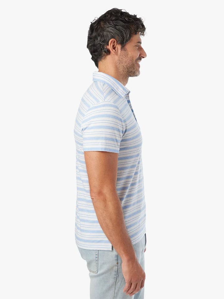 Load image into Gallery viewer, Fair Harbor Kismet Polo in Denim Blue Stripe Fair Harbor Kismet Polo in Denim Blue Stripe Fair Harbor
