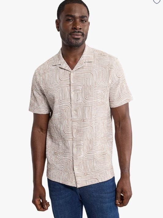 Fair Harbor Men's Castaway Textured Camp Shirt in Wavy Sands Fair Harbor Men's Castaway Textured Camp Shirt in Wavy Sands Fair Harbor