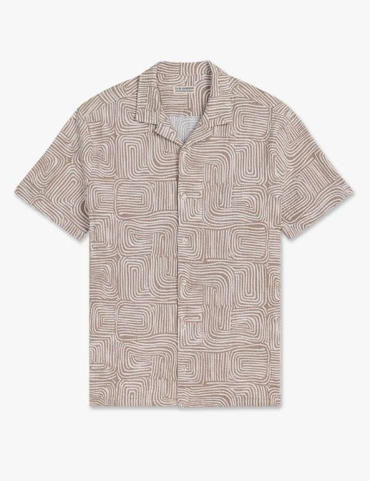 Wavy Sands / MED Fair Harbor Men's Castaway Textured Camp Shirt in Wavy Sands Fair Harbor Men's Castaway Textured Camp Shirt in Wavy Sands Fair Harbor