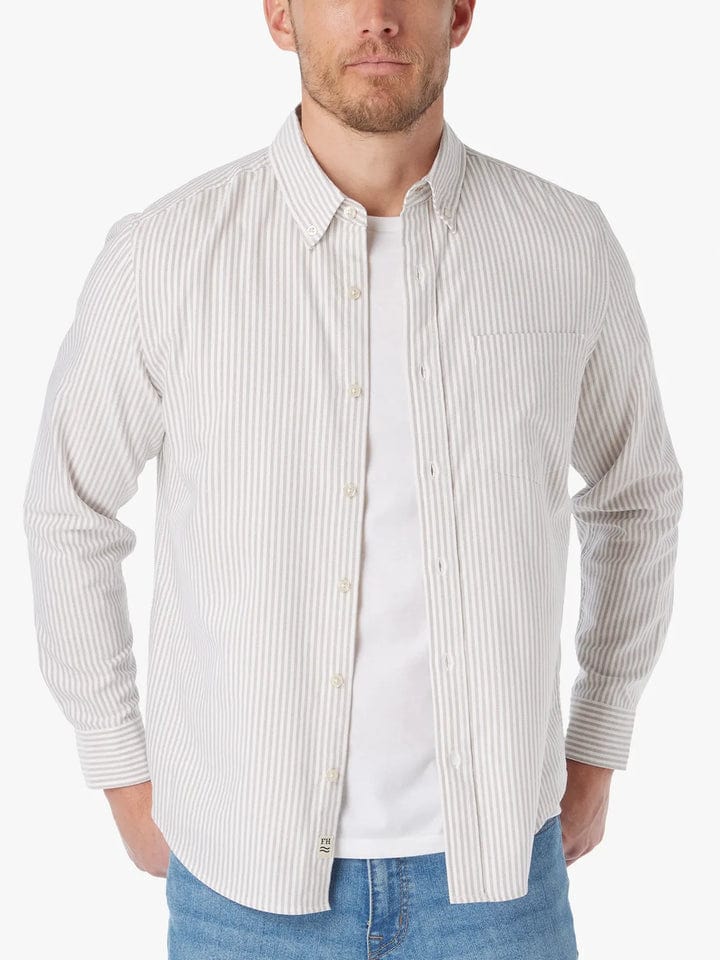 Load image into Gallery viewer, Fair Harbor Men&#39;s Salty Oxford Shirt in Oak Stripe Fair Harbor Men&#39;s Salty Oxford Shirt in Oak Stripe Fair Harbor
