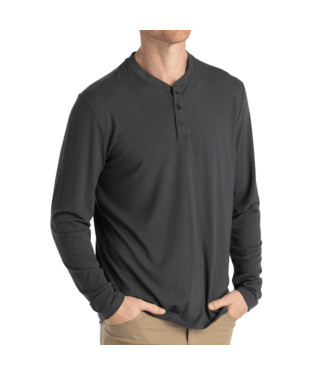 Load image into Gallery viewer, Black Sand / MED Free Fly Bamboo Flex Longsleeve Henley - Men&#39;s Free Fly
