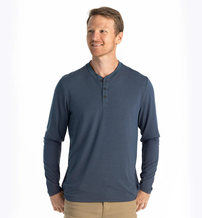 Load image into Gallery viewer, Midnight / SM Free Fly Bamboo Flex Longsleeve Henley - Men&#39;s Free Fly
