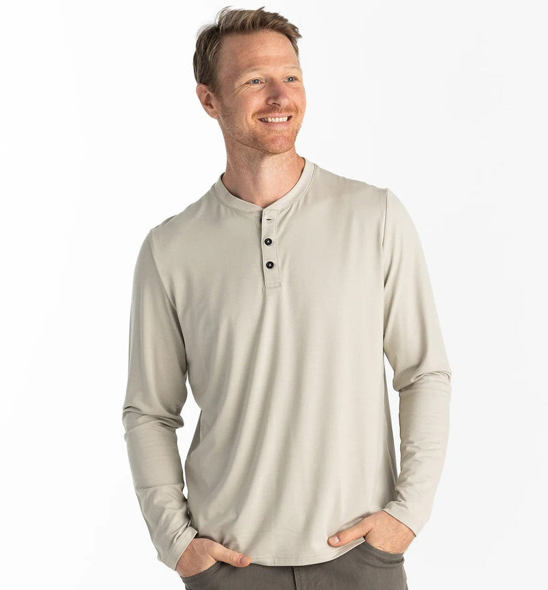 Load image into Gallery viewer, Sandstone / SM Free Fly Bamboo Flex Longsleeve Henley - Men&#39;s Free Fly
