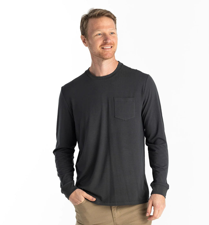 Load image into Gallery viewer, Black Sand / SM Free Fly Bamboo Flex Longsleeve Pocket Tee - Men&#39;s Free Fly
