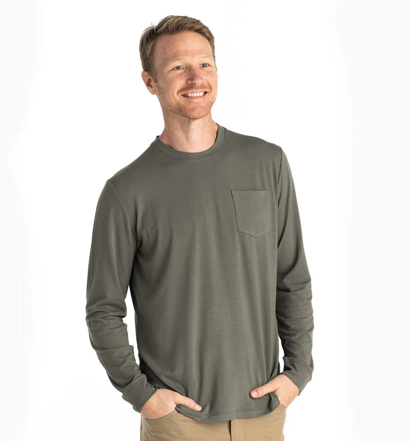 Load image into Gallery viewer, Fatigue / MED Free Fly Bamboo Flex Longsleeve Pocket Tee - Men&#39;s Free Fly
