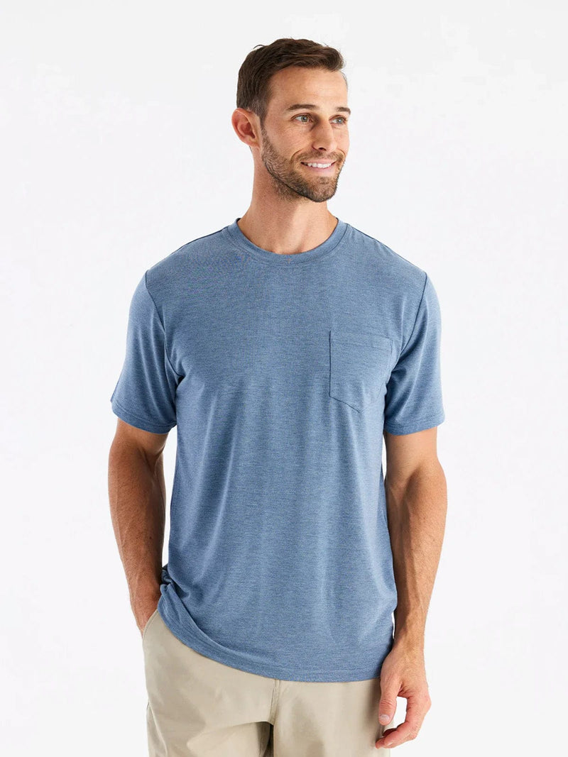 Load image into Gallery viewer, Heather Deepwater / SM Free Fly Bamboo Flex Pocket T-Shirt - Men&#39;s Free Fly Bamboo Flex Pocket T-Shirt - Men&#39;s Free Fly
