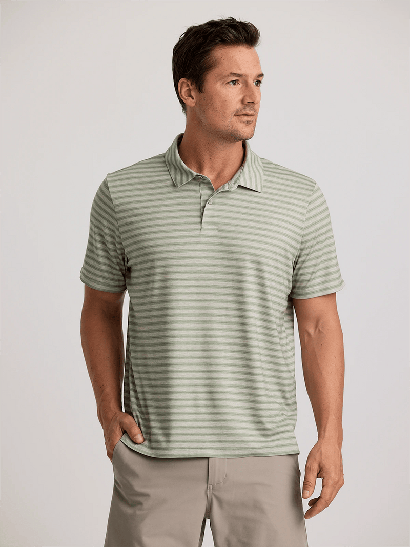 Load image into Gallery viewer, Smooth Sailing Stripe / Heather Desert Sage / SM Free Fly Elevate Polo - Men&#39;s Free Fly Elevate Polo - Men&#39;s Free Fly
