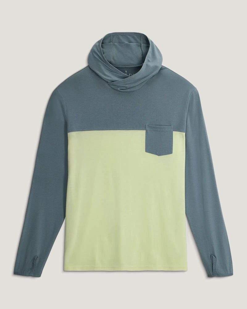 Load image into Gallery viewer, Stormy Sea / Lime / SM Free Fly Men's Bamboo Hybrid Hoodie Free Fly Men's Bamboo Hybrid Hoodie Free Fly
