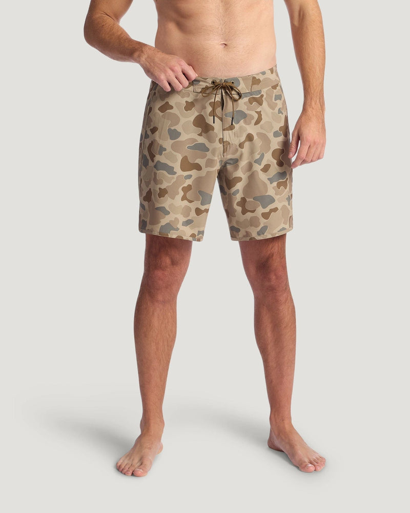 Load image into Gallery viewer, Free Fly Men's Dawn Patrol Boardshort in Vintage Camo Desert Tan Free Fly Men's Dawn Patrol Boardshort in Vintage Camo Desert Tan Free Fly
