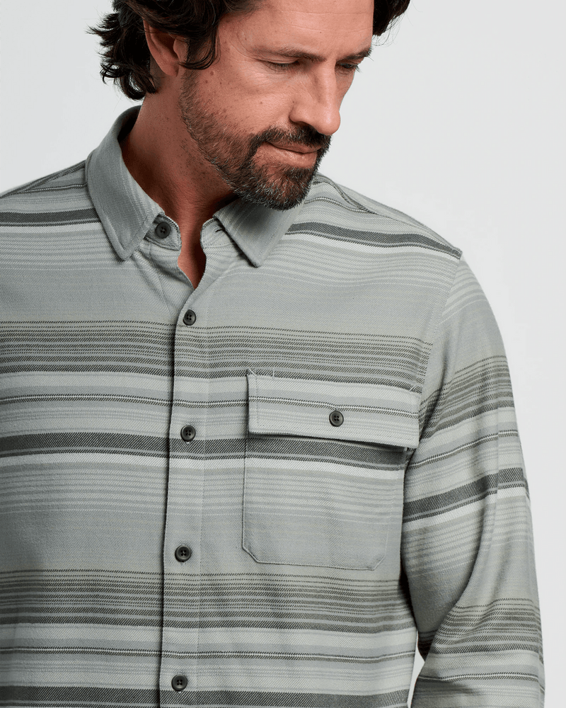 Load image into Gallery viewer, Free Fly Men&#39;s Seawool Flannel Shirt in Sagebrush Stripe Free Fly Men&#39;s Seawool Flannel Shirt in Sagebrush Stripe Free Fly

