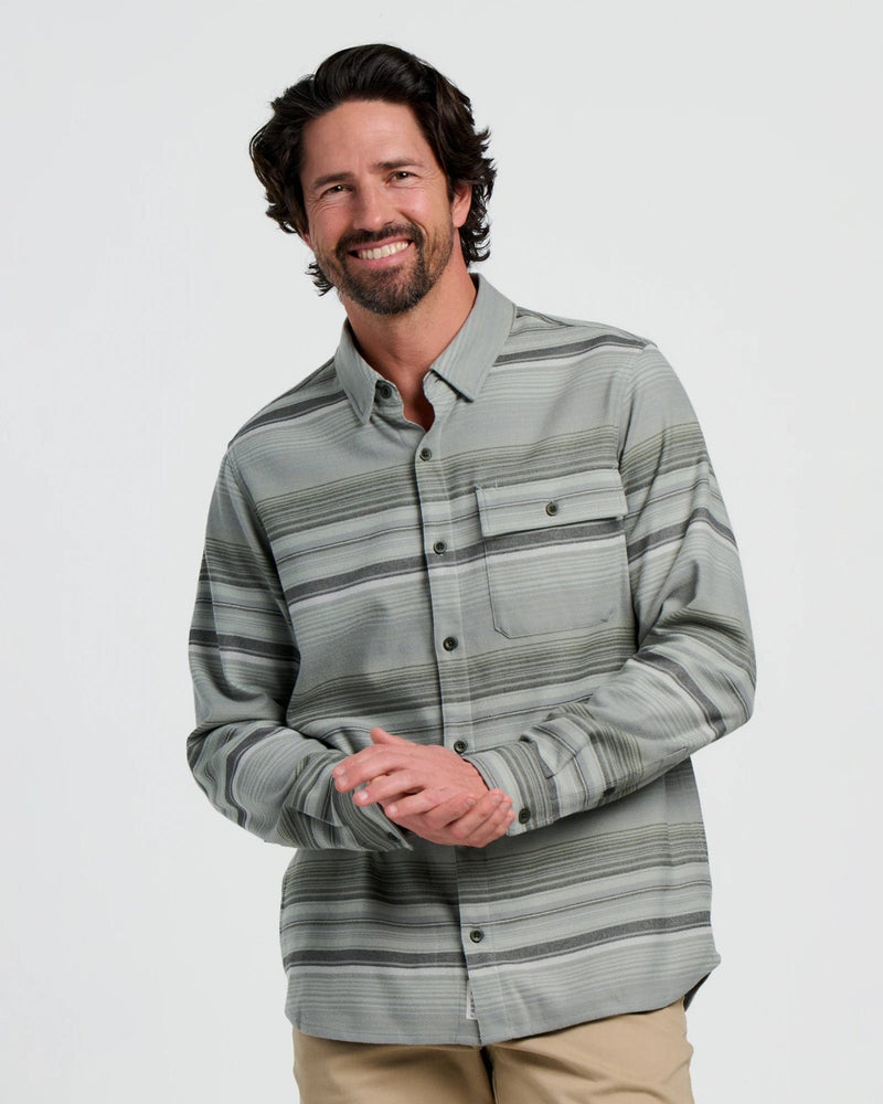 Load image into Gallery viewer, Free Fly Men&#39;s Seawool Flannel Shirt in Sagebrush Stripe Free Fly Men&#39;s Seawool Flannel Shirt in Sagebrush Stripe Free Fly
