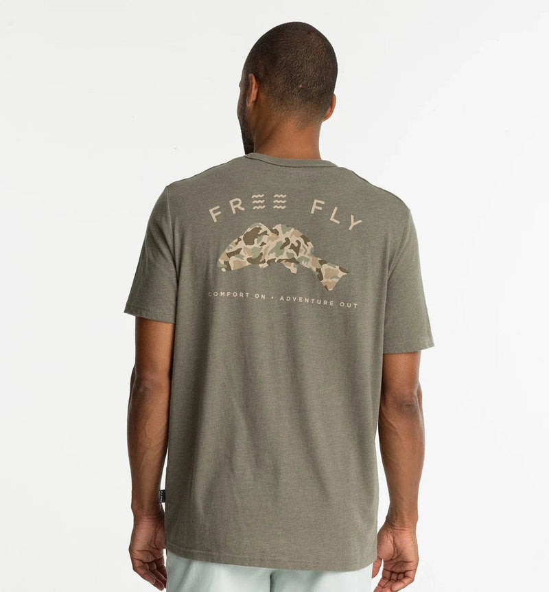 Load image into Gallery viewer, Heather Fatigue / SM Free Fly Redfish Camo Pocket Tee - Men&#39;s Free Fly
