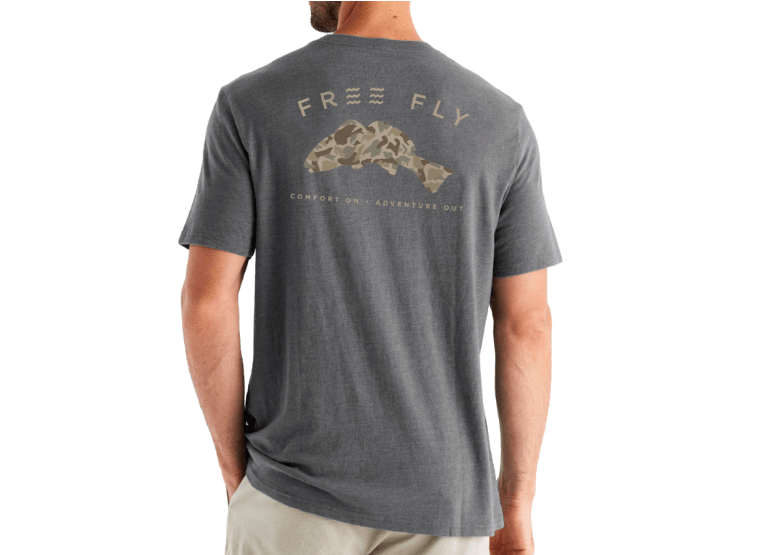 Load image into Gallery viewer, Heather Black Sand / SM Free Fly Redfish Camo Tee - Men&#39;s Free Fly
