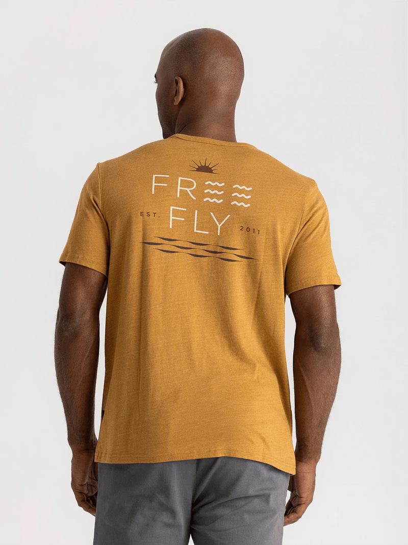 Load image into Gallery viewer, Heather Ochre / MED Free Fly Salt And Sun Pocket Tee - Men&#39;s Free Fly
