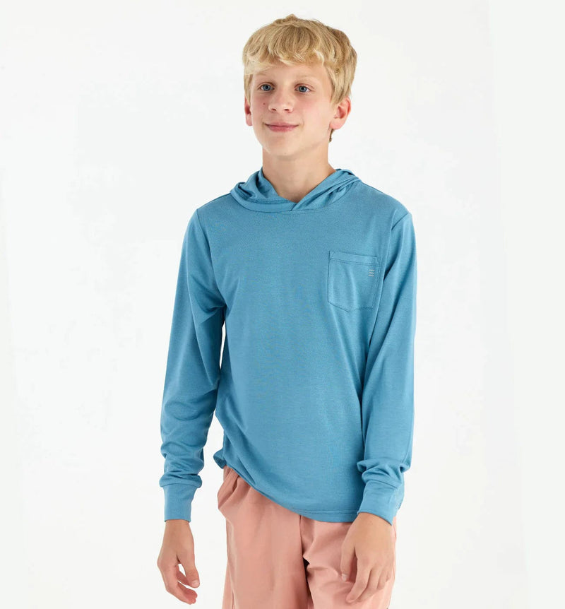 Load image into Gallery viewer, Bluestone / Youth SM Free Fly Shade Hoody -Kids Free Fly
