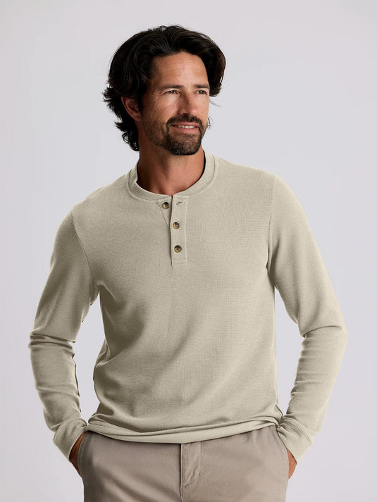 Sandstone / SM Free Fly Waffle Longsleeve Henley - Men's Free Fly