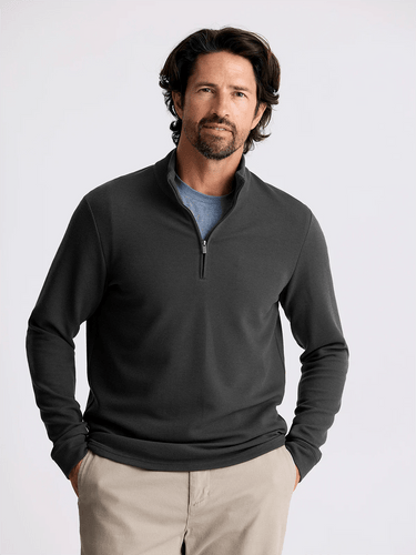 Midnight / MED Free Fly Waffle Quarter Zip - Men's Free Fly