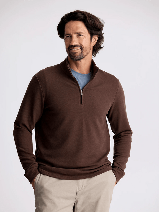 Chestnut / MED Free Fly Waffle Quarter Zip - Men's Free Fly