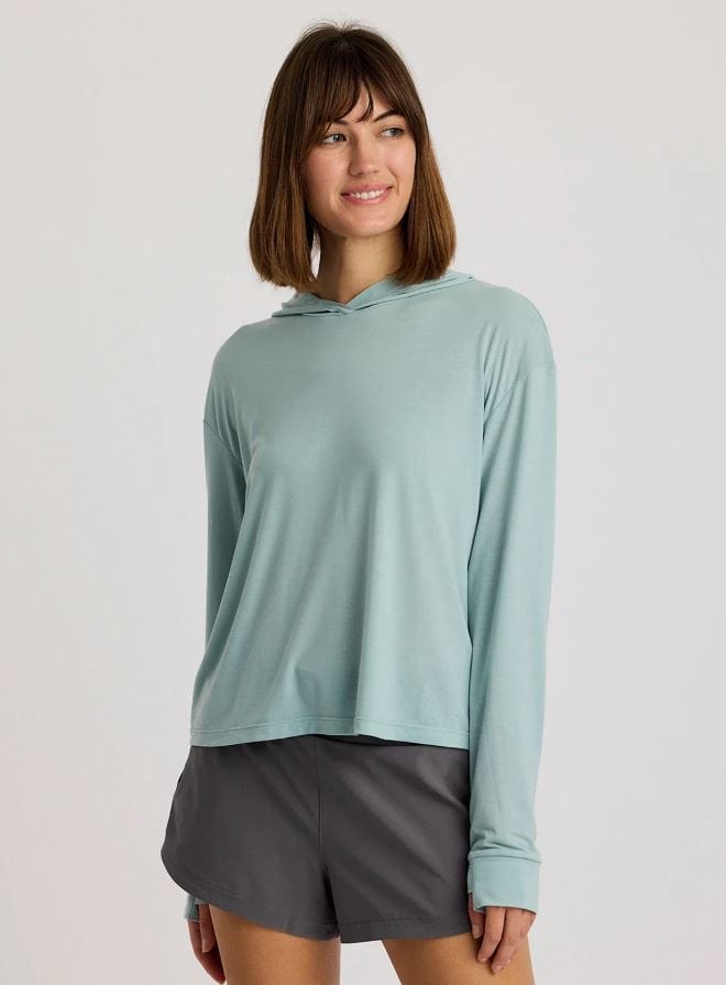 Load image into Gallery viewer, Ocean Mist / XS Free Fly Women&#39;s Elevate Lightweight Hoodie Free Fly Women&#39;s Elevate Lightweight Hoodie Free Fly
