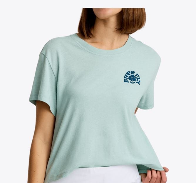 Load image into Gallery viewer, Free Fly Women&#39;s Poppy Tee in Heather Ocean Mist Free Fly Women&#39;s Poppy Tee in Heather Ocean Mist Free Fly
