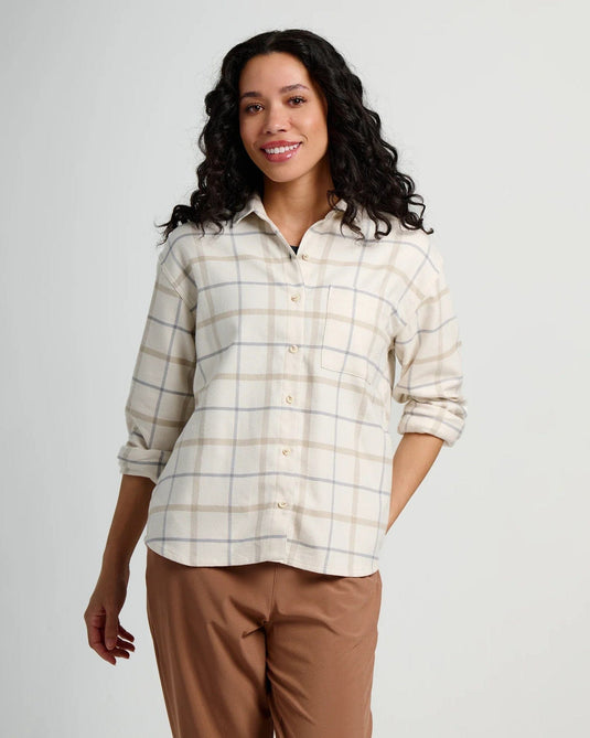 741 / Birch Plaid / XS Free Fly Women's Seawool Flannel Shirt in Birch Plaid Free Fly Women's Seawool Flannel Shirt in Birch Plaid Free Fly