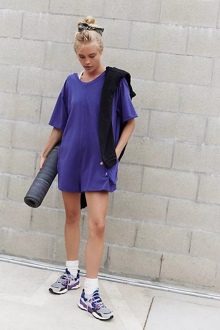 Load image into Gallery viewer, 5806 / Dark Amethyst / XS Free People Movement Hot Shot Tee Romper Coddy Free People Movement Hot Shot Tee Romper Coddy Free People
