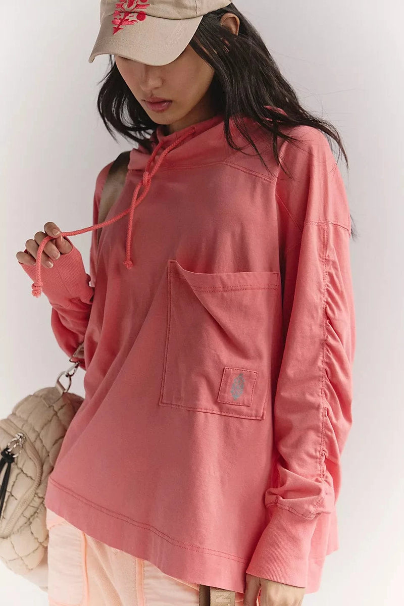 Load image into Gallery viewer, Free People Movement Women&#39;s Hot Shot Hooded Layer in Hibiscus Free People Movement Women&#39;s Hot Shot Hooded Layer in Hibiscus Free People
