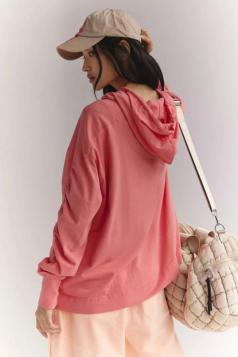 Load image into Gallery viewer, Free People Movement Women&#39;s Hot Shot Hooded Layer in Hibiscus Free People Movement Women&#39;s Hot Shot Hooded Layer in Hibiscus Free People
