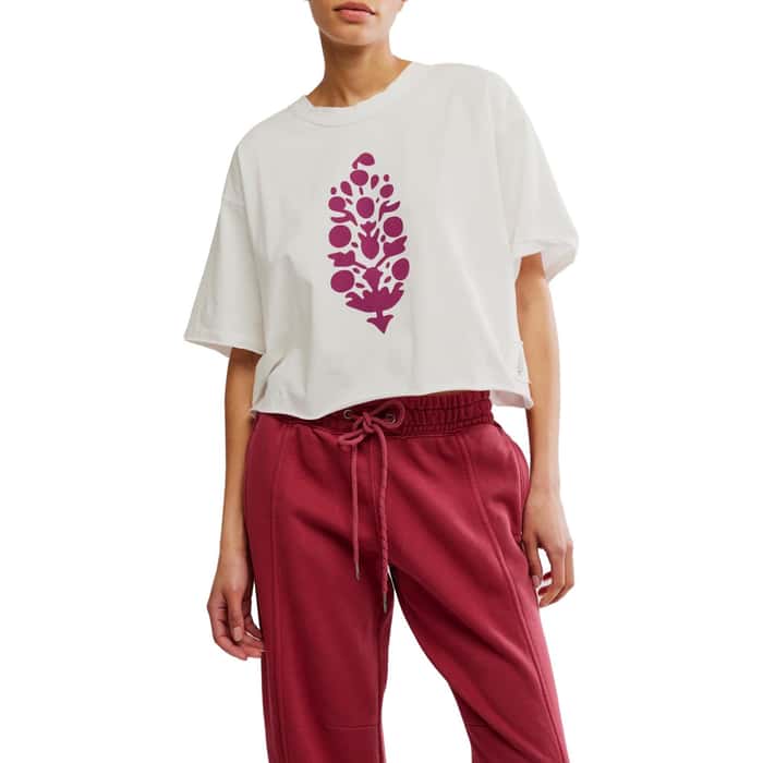 Load image into Gallery viewer, White / Deep Mulberry / XS Free People Movement Women&#39;s Inspire Tee Logo Free People Movement Women&#39;s Inspire Tee Logo Free People
