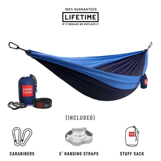 Navy/Light Blue Grand Trunks Double Hammock With Straps GRAND TRUNK