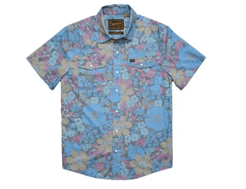 Load image into Gallery viewer, BLU / MED Howler Bro&#39;s Men&#39;s H Bar B Snapshirt Flower Power Howler Bro&#39;s Men&#39;s H Bar B Snapshirt Flower Power Howler Bros
