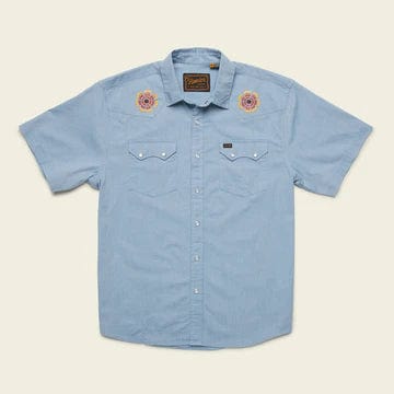 Load image into Gallery viewer, Beach Blooms : Blue Chambray / MED Howler Bros Crosscut Deluxe Shortsleeve Shirt - Men&#39;s Howler Bros
