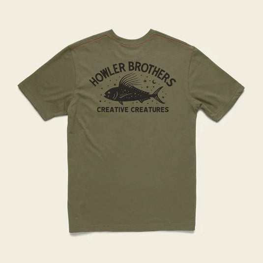 Creative Creatures Roosterfish: Olive / MED Howler Bros Select Pocket Shortsleeve T-Shirt - Men's Howler Bros
