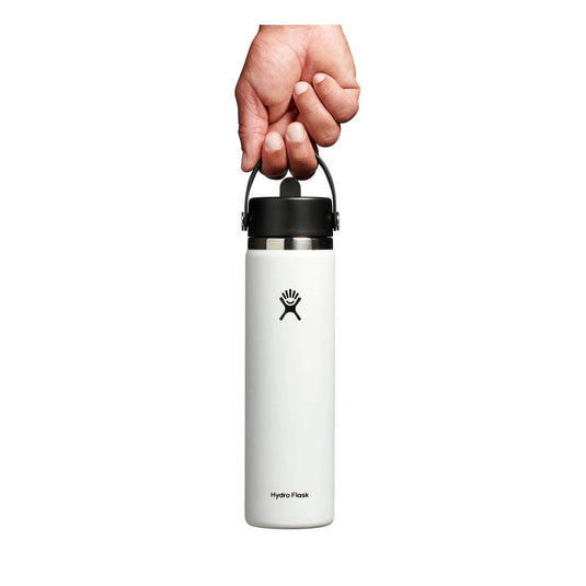 White Hydro Flask 24 Oz Wide Mouth with Flex Straw Cap Hydro Flask