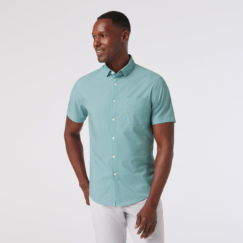 Load image into Gallery viewer, Pale Blue Clover / SM Leeward Classic Short Sleeve Dress Shirt in Pale Blue Clover Leeward Classic Short Sleeve Dress Shirt in Pale Blue Clover Mizzen + Main
