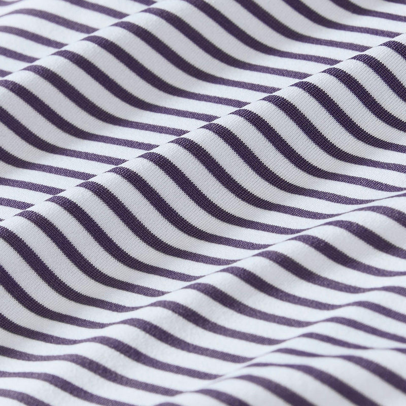 Load image into Gallery viewer, Lsu Versa Short Sleeve Polo in Purple Stripe Lsu Versa Short Sleeve Polo in Purple Stripe Mizzen + Main
