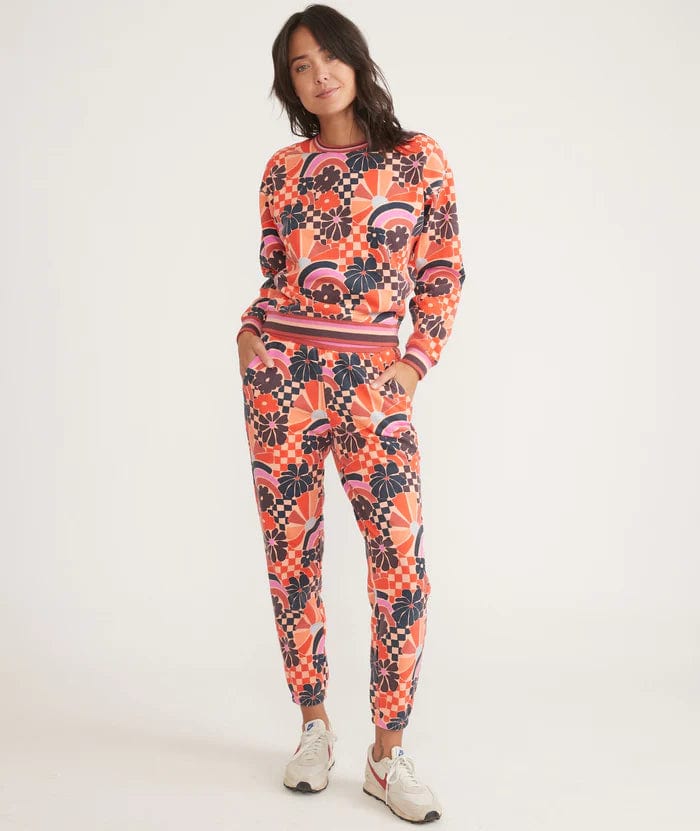 Load image into Gallery viewer, Groovy Floral / XS Marine Layer Amelia Fleece Sweatpant Marine Layer
