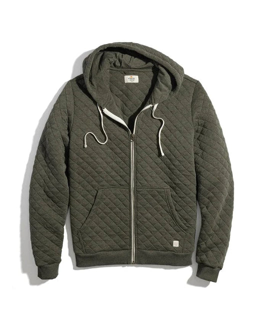 Olive Heather / MED Marine Layer Corbet Quilted Full Zip Hoodie - Men's Marine Layer