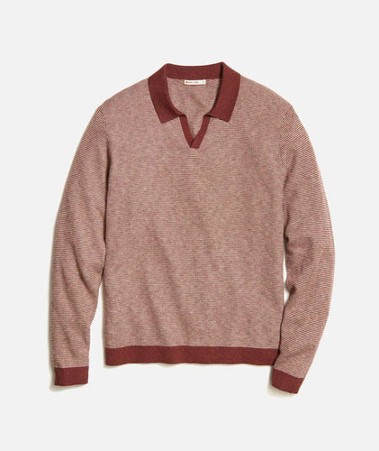Burgundy/Natural / MED Marine Layer Noah Sweater Polo - Men's Marine Layer