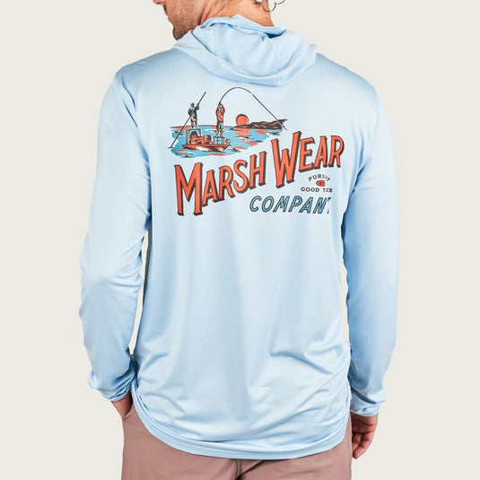 Light Blue / MED Marsh Wear Skiff Performance Hoodie - Men's Marsh Wear