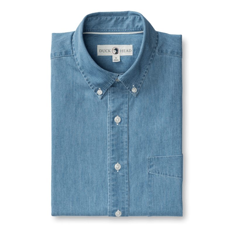 Load image into Gallery viewer, Denim / SM Men&#39;s DuckHead Longsleeve Denim Twill Sport Shirt Men&#39;s DuckHead Longsleeve Denim Twill Sport Shirt DUCK HEAD
